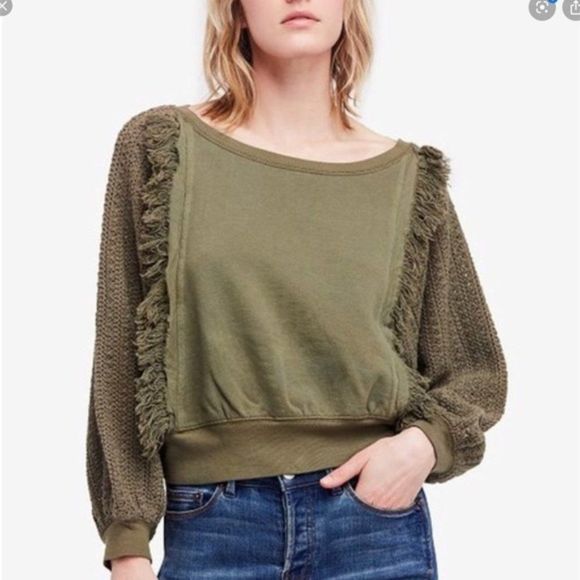 Free People Tops - Free People | Faff & Fringe Pullover Green NWT Size Medium